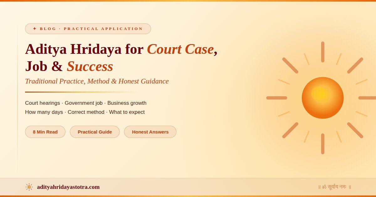 Aditya Hridaya Stotra for Court Case, Job and Success - Traditional Method and Complete Guide